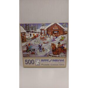 Bits and Pieces 500 NIB Winter Fun ON The Farm Puzzle
